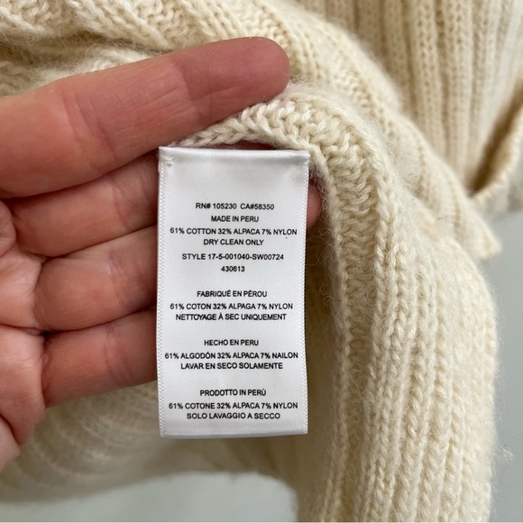 Joie cotton alpaca cream ribbed knit tunic sweater buttoned sides size XXS/S - Picture 8 of 8